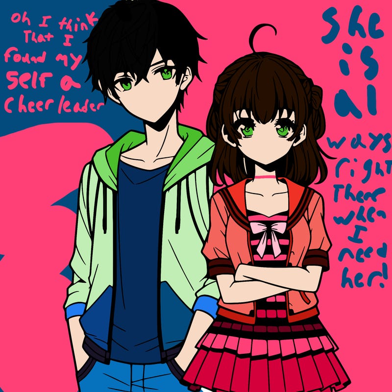 anime teen girl and boy