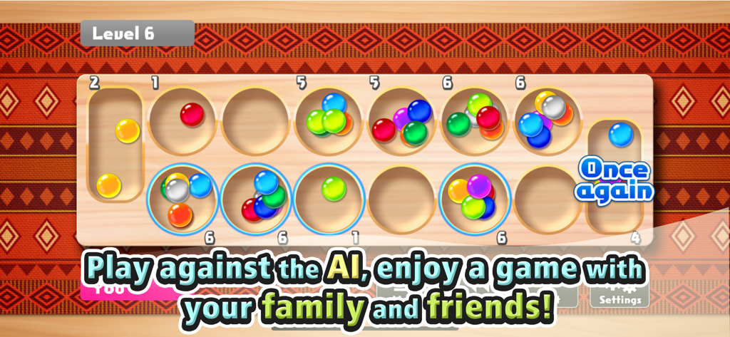 The Mancala - カラフルな石とレベル選択を備えたデジタルマンカラボードゲーム