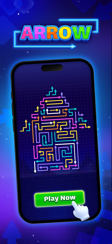 Arrow Game: Color Escape - Labirinto de setas de neon coloridas em uma tela de smartphone