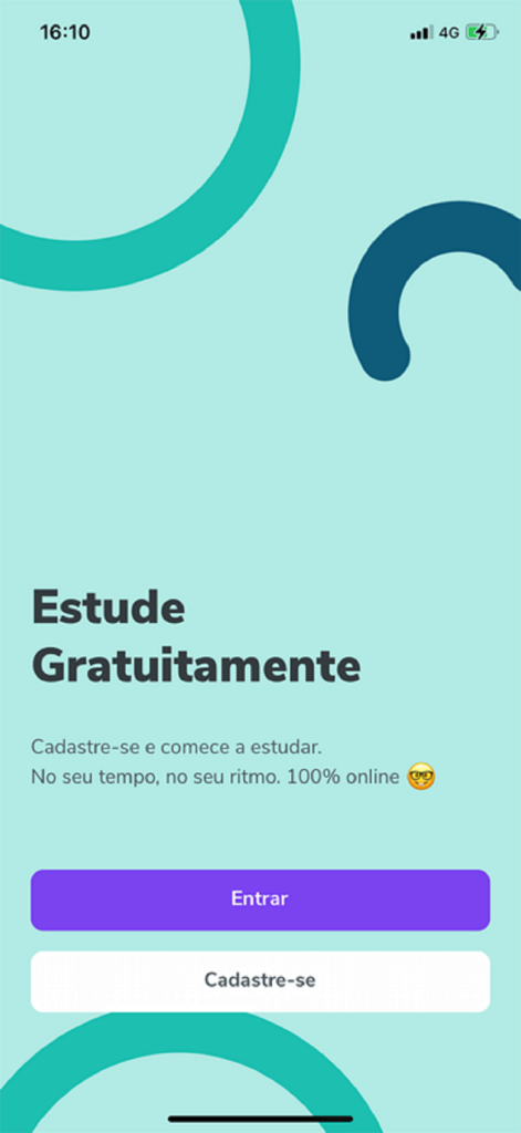 Kultivi - Welcome screen of the Kultivi app featuring login and registration options and a message about studying for free