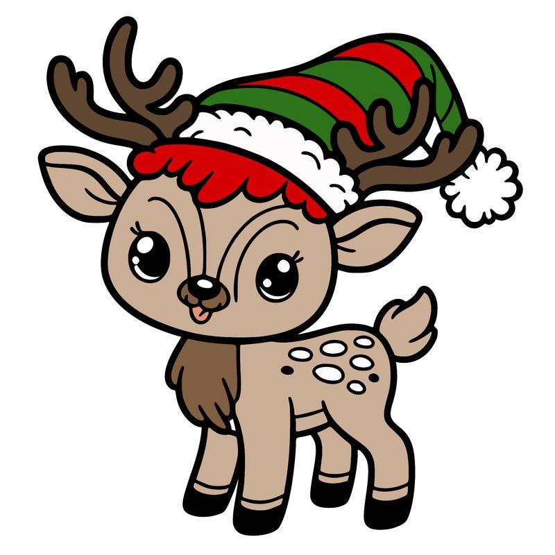 christmas reindeer with santa hat