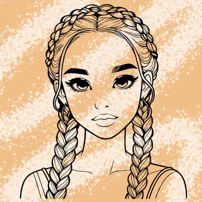 realistic girl with braids
