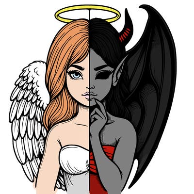 realistic angel half demon