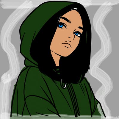 a realistic girl in a hoodie