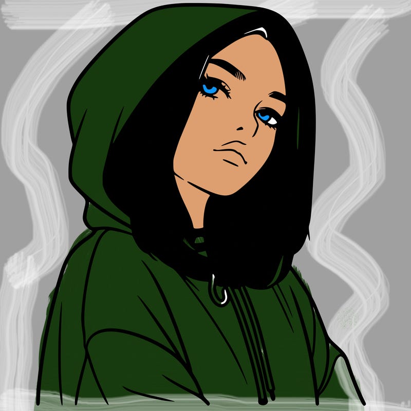 a realistic girl in a hoodie