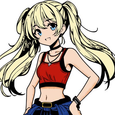 anime girl wearing crop top