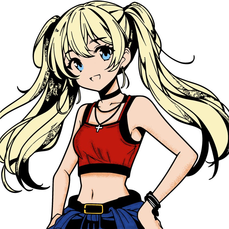 anime girl wearing crop top