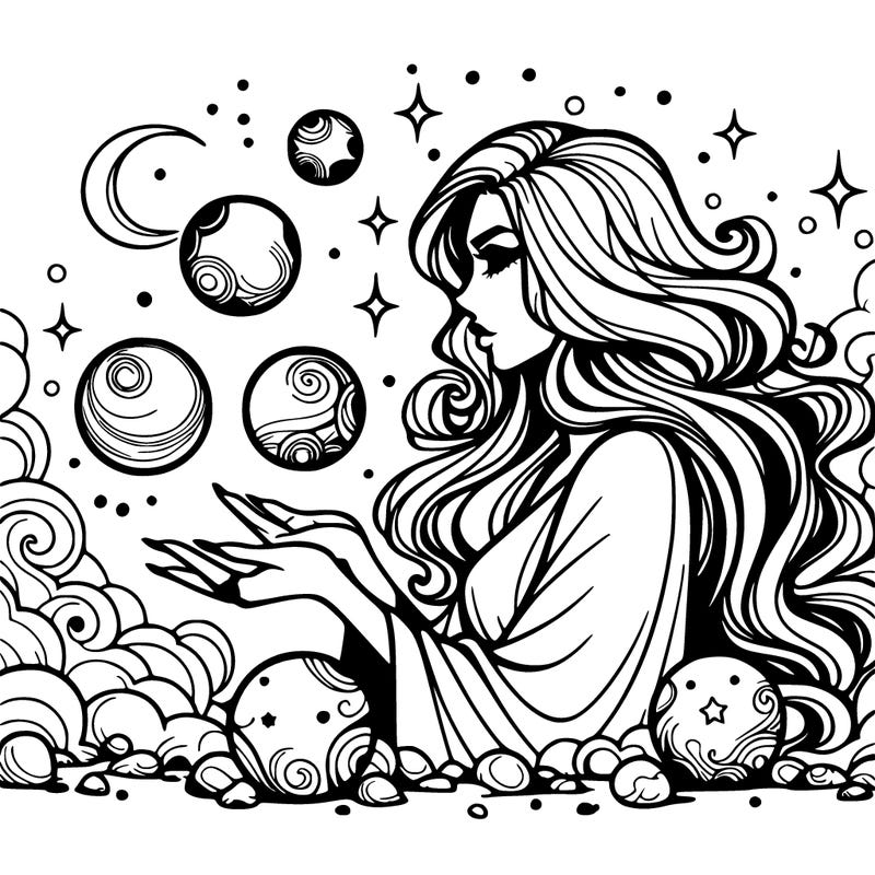 realistic  beautiful sorceress orbs