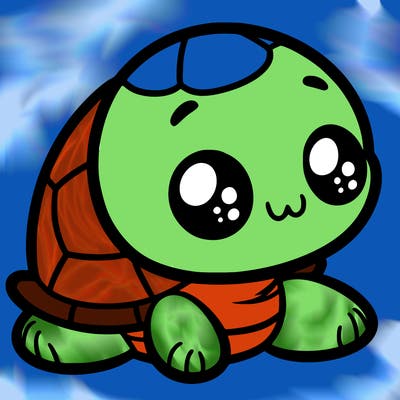 cute little animated turtle