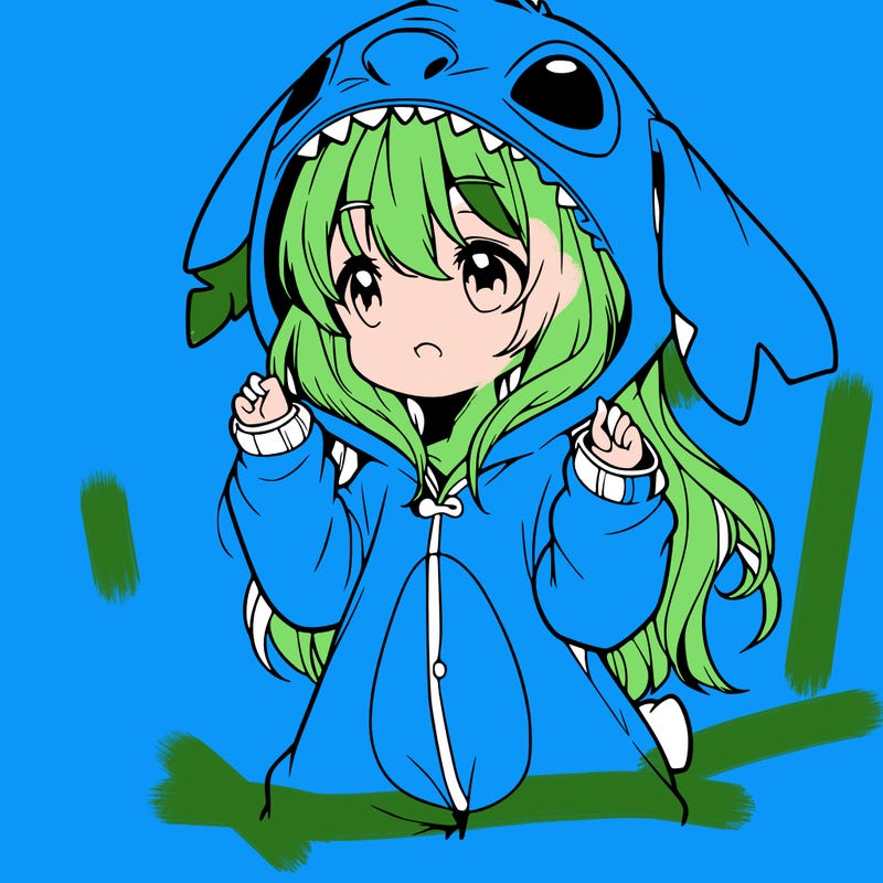 anime girl in a stitch onsie
