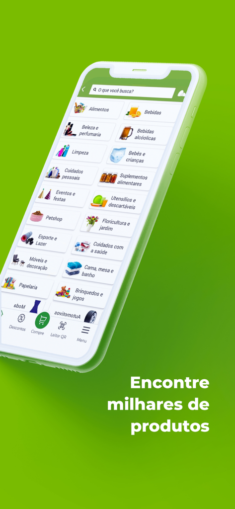 Pão de Açúcar Mais - Interface of the Pao de Acucar Mais app showing various product categories like food drinks and home supplies