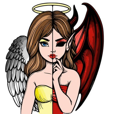 realistic angel half demon