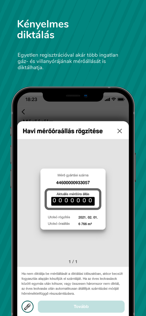 MVM Next - MVM Next mobile app screen showing a gas or electricity meter reading entry form