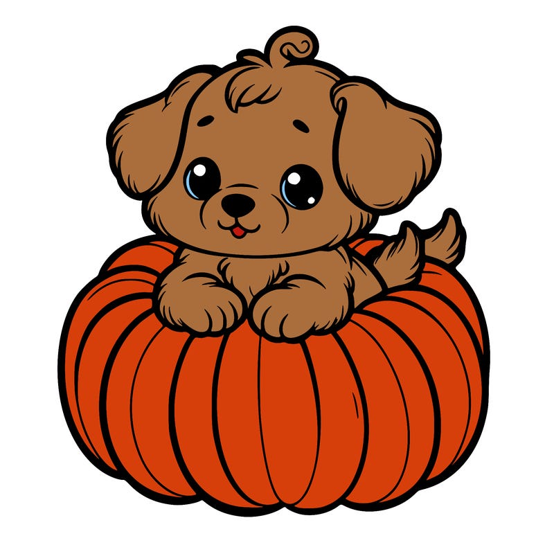 cute little puppy in a pumpkin