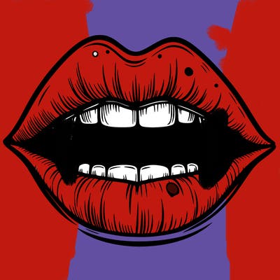 lips with vampire teeth