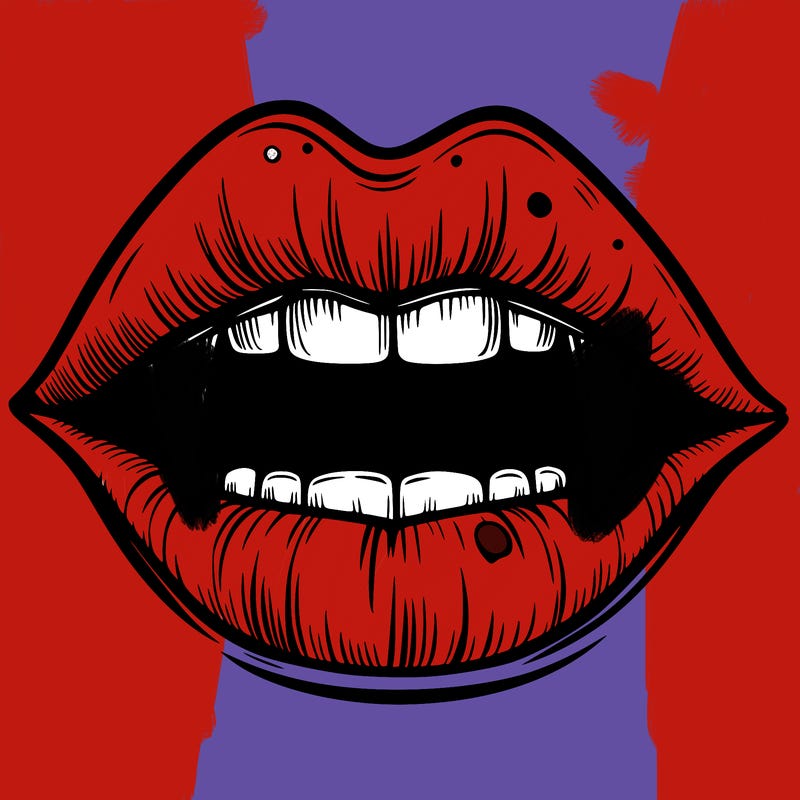 lips with vampire teeth