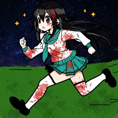 a anime girl running