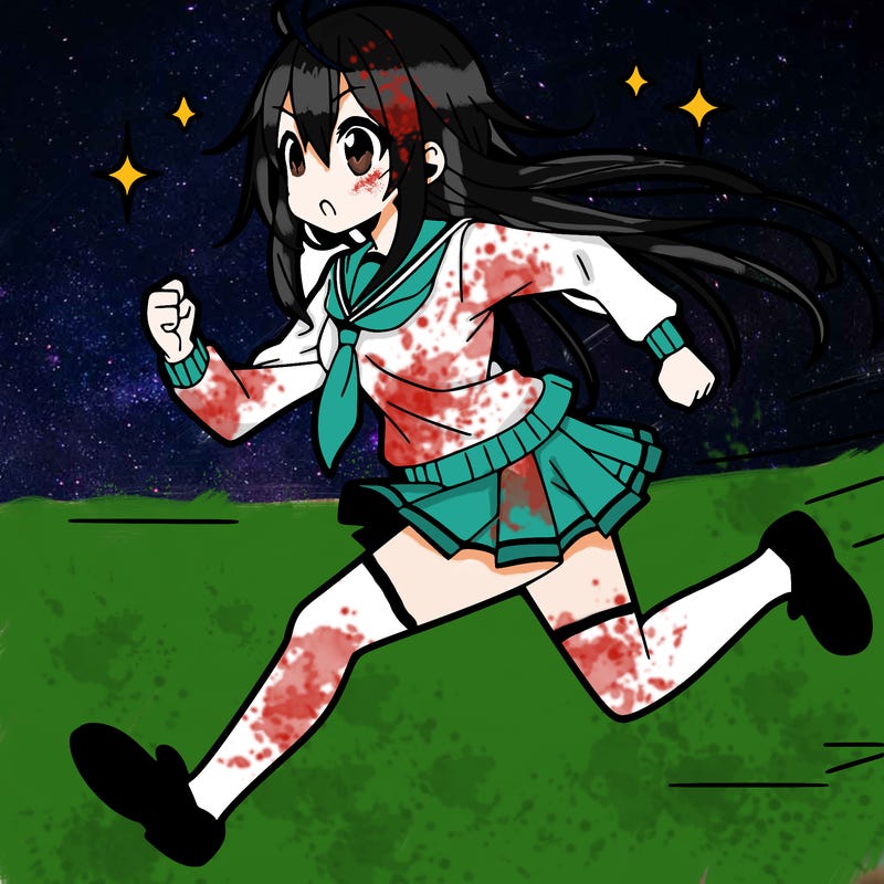 a anime girl running