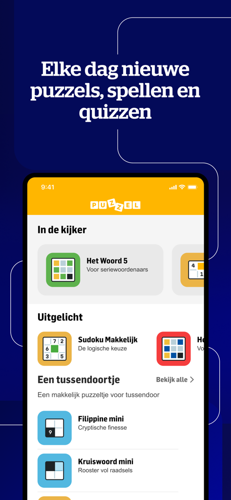 Pantalla del teléfono móvil que muestra la sección de rompecabezas y juegos de la aplicación de noticias HLN con opciones de Sudoku y crucigramas