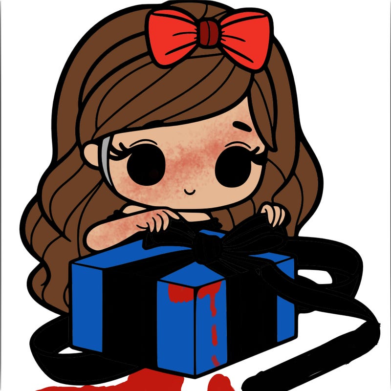 girl wrapping a gift with ribbon.