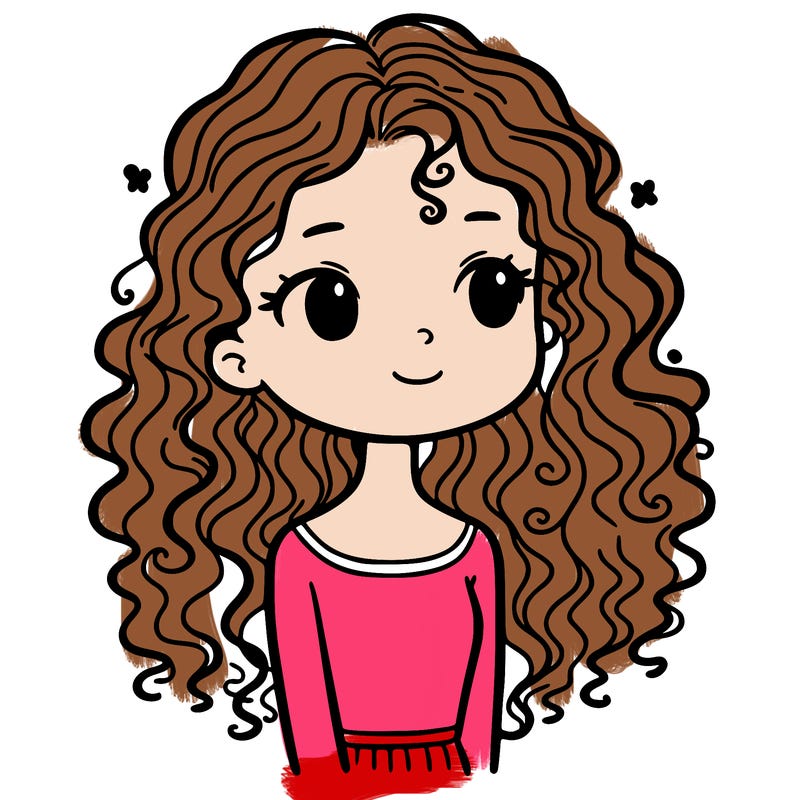 a girl with curly hair