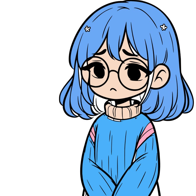 sad girl with glasses in a sweater