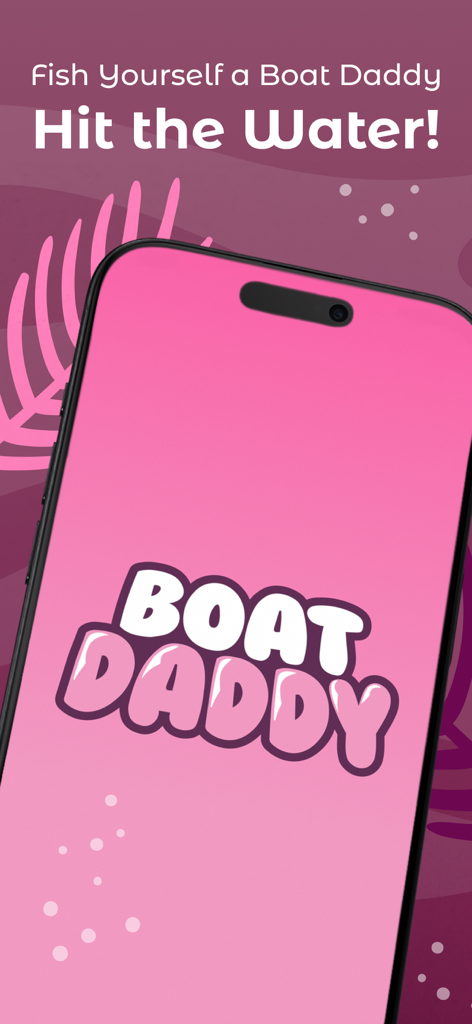 Boat Daddy: Get On The Water - Teléfono móvil mostrando el logo y lema de Boat Daddy, Sal al Agua.