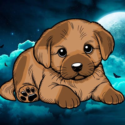 a cute realistic puppy