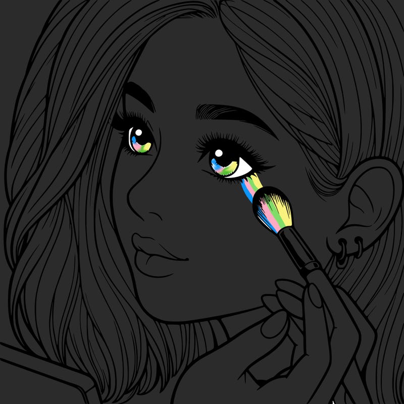 a realistic girl doing her makeup