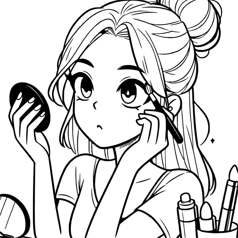 teenage girl doing makeup