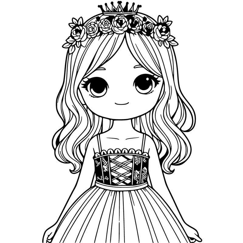 realistic girl with flower dress and crown