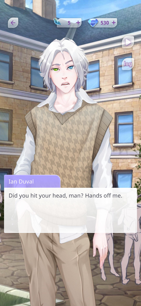 Episode My First Kiss BL Story - Personaje Ian Duval con heterocromía en una escena de diálogo de Episodio Mi Primera Historia de Besos BL