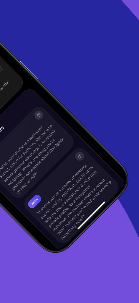 Uma captura de tela de mensagens espirituosas de quebra-gelo geradas por IA para DMs do Instagram.