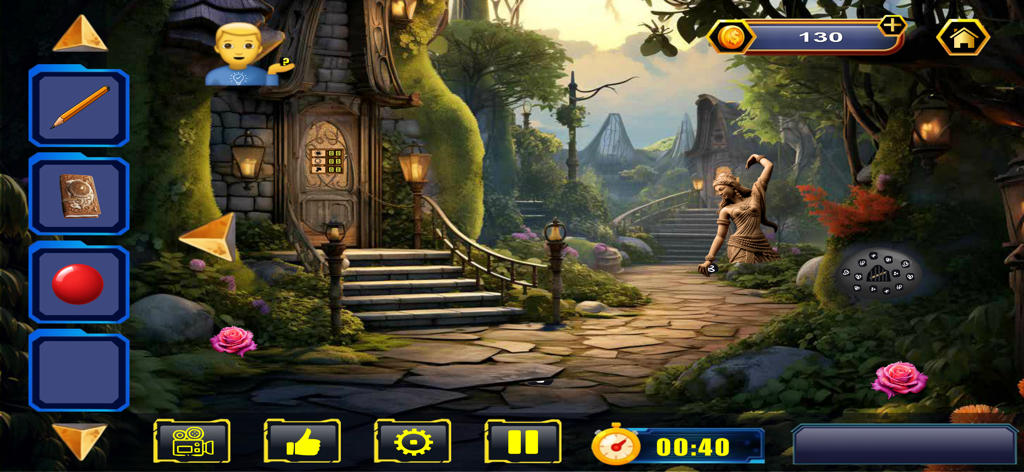 Escape Room - Strand of Glory - Mystical garden scene with a stone house and puzzles in Escape Room Strand of Glory