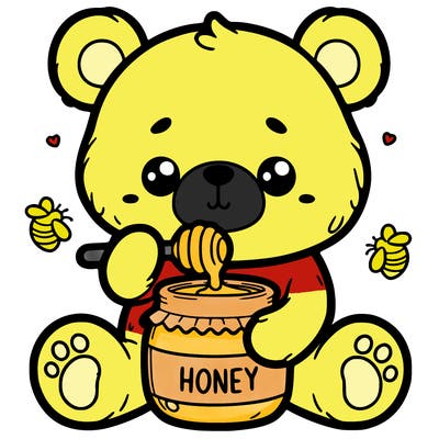 cute bear eating honey