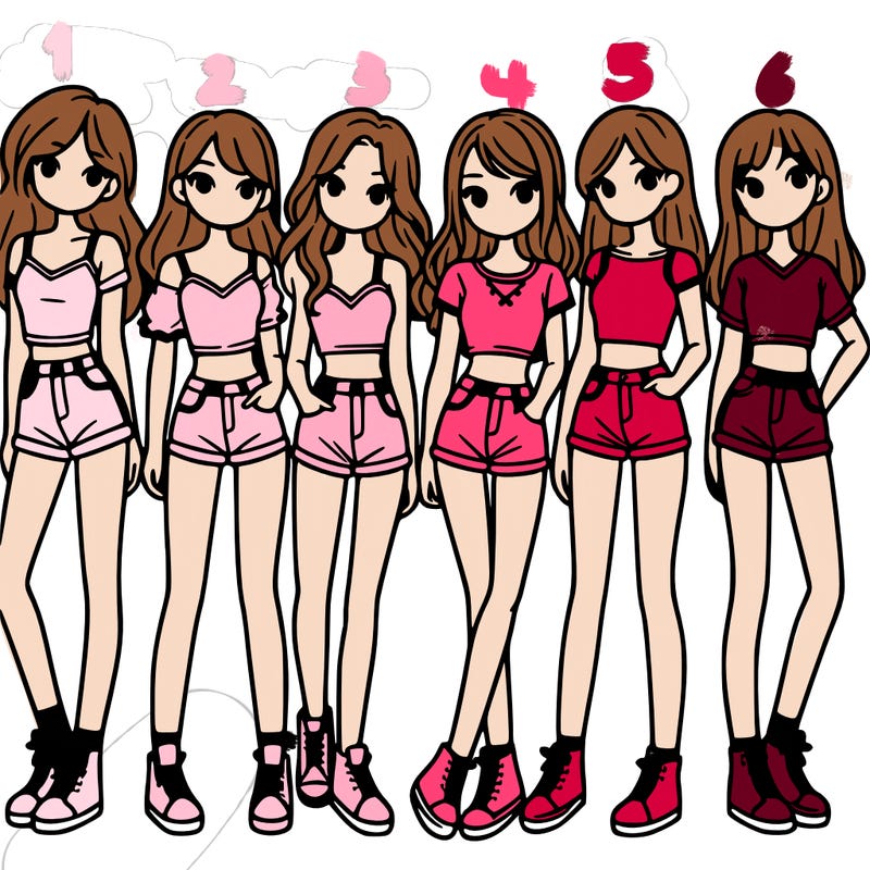 a group of girls wearing crop tops and shorts