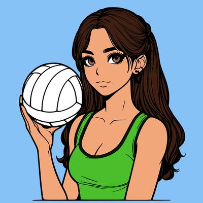 realistic girl  with volleyball