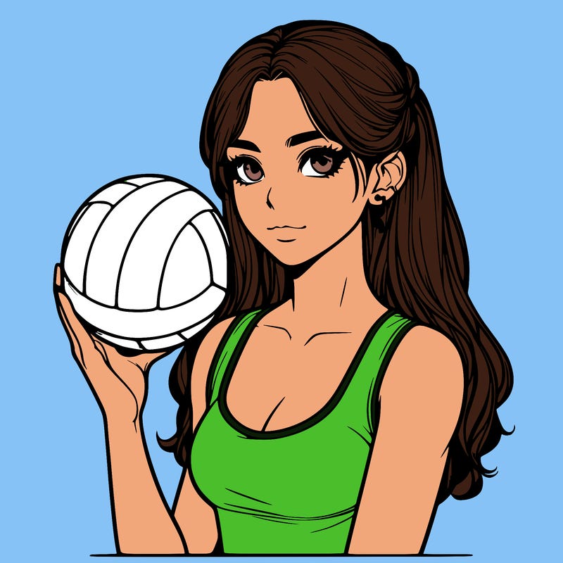 realistic girl  with volleyball