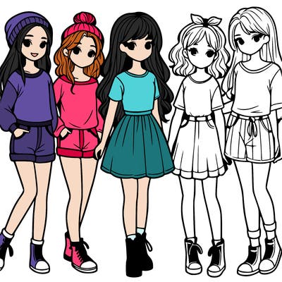 a group of five girls