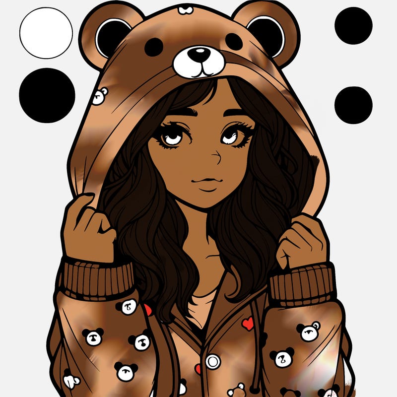 realistic girl in a animal pjs hoodie