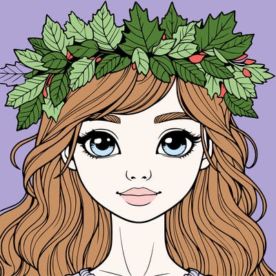 realistic girl with fall leaf crown
