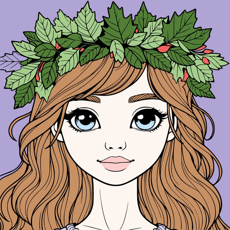 realistic girl with fall leaf crown