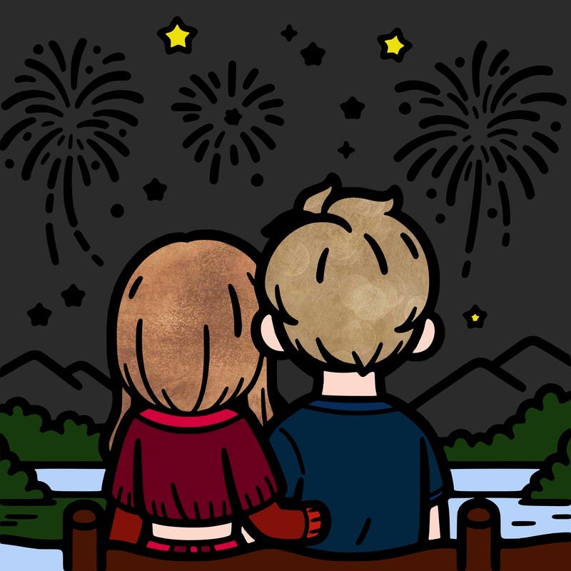 couple watching fireworks