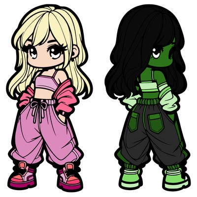 girl in crop top and baggy pants