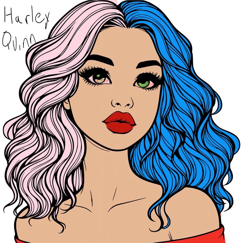 realistic girl with wavy hair and lips