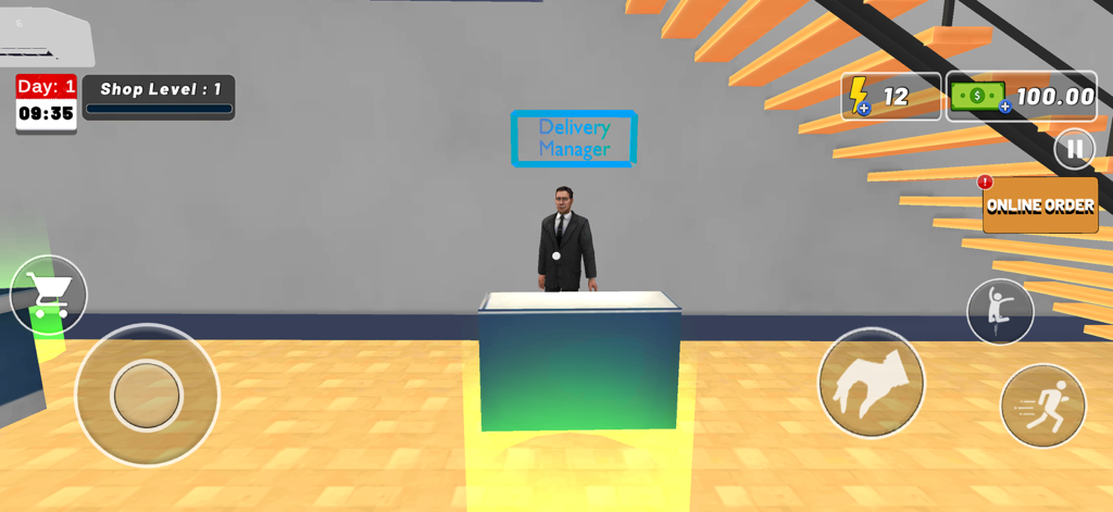 Multi Market Sim: Go & Deliver - Delivery manager character behind a counter in Multi Market Sim game