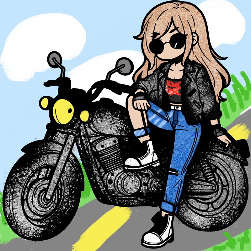 cool girl sitting on a motorcycle