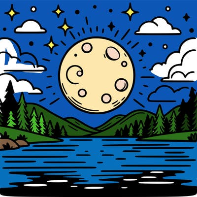 moonlight shining on a lake