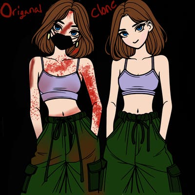 two girls with crop top with baggy pants