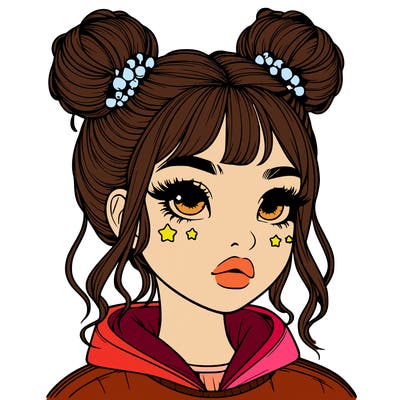 realistic girl with space buns